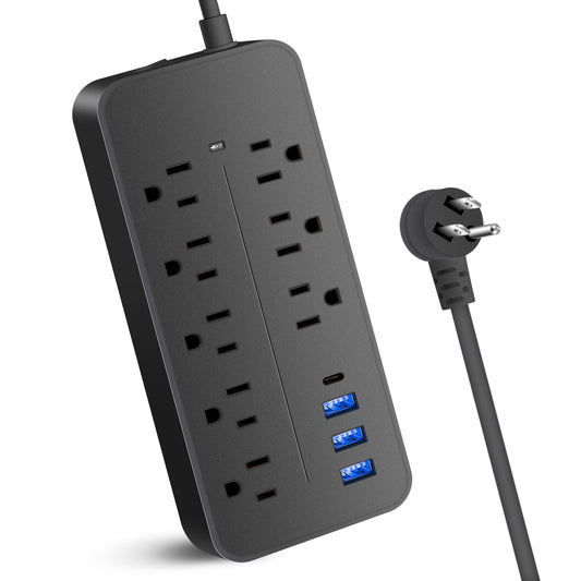 Power Strip-Flat Plug Surge Protector with USB Multiple outlets 4 ft Cord?with Overload Protection?Wall Mount?Desktop Charging Station for Home?Office