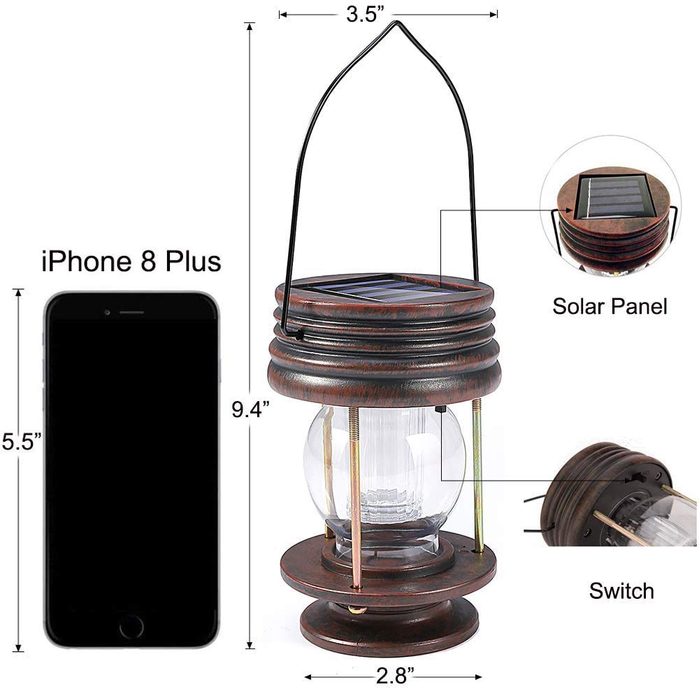 pearlstar Solar Lanterns Outdoor Hanging Solar Lights with Handle for Pathway Yard Patio Garden Decoration, Waterproof Outside Solar Table Lamp,2 Pack