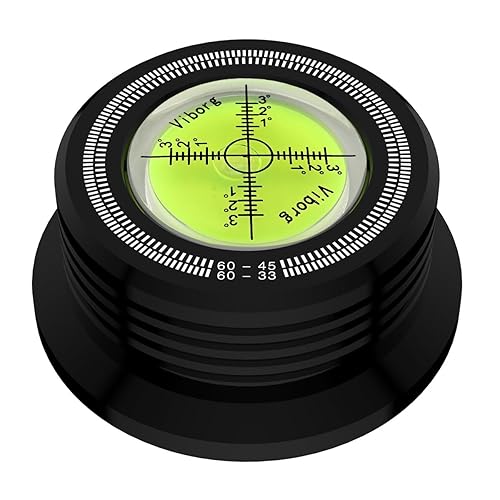 Viborg LP628B Record Weight Stabilizer, Turntable Level and Strobe Scale All-in-one, 280G LP Disc Stabilizer Vinyl Clamp for Phonograph (60Hz, Black)