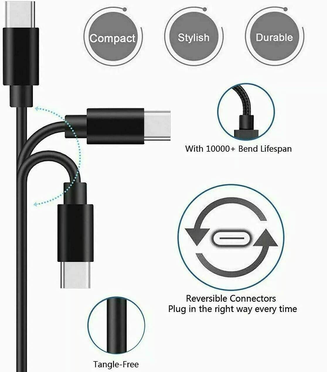 Replacement USB-C Charger Charging Cable Cord for TOZO T20 T18 T12 T12 Pro T10 T9 T9s NC9 NC7 NC2 X1 G1 A1 A2 A3 NC9 Pro W1 W3 W8 PB2,Raycon,Beats