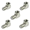 Eledabra F Type Right Angle 90 Degree Male to Female Cable Connector Coax Adapter Pack of 5