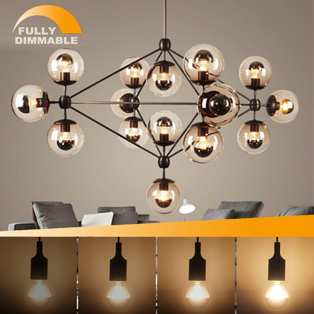 KarlunKoy Half Chrome Light Bulb,6W Dimmable,Silver Tipped,A19 Warm E26