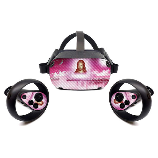 MightySkins Carbon Fiber Skin for Oculus Quest - Jesus | Protective, Durable Textured Carbon Fiber Finish | Easy to Apply, Remove, and Change Styles |