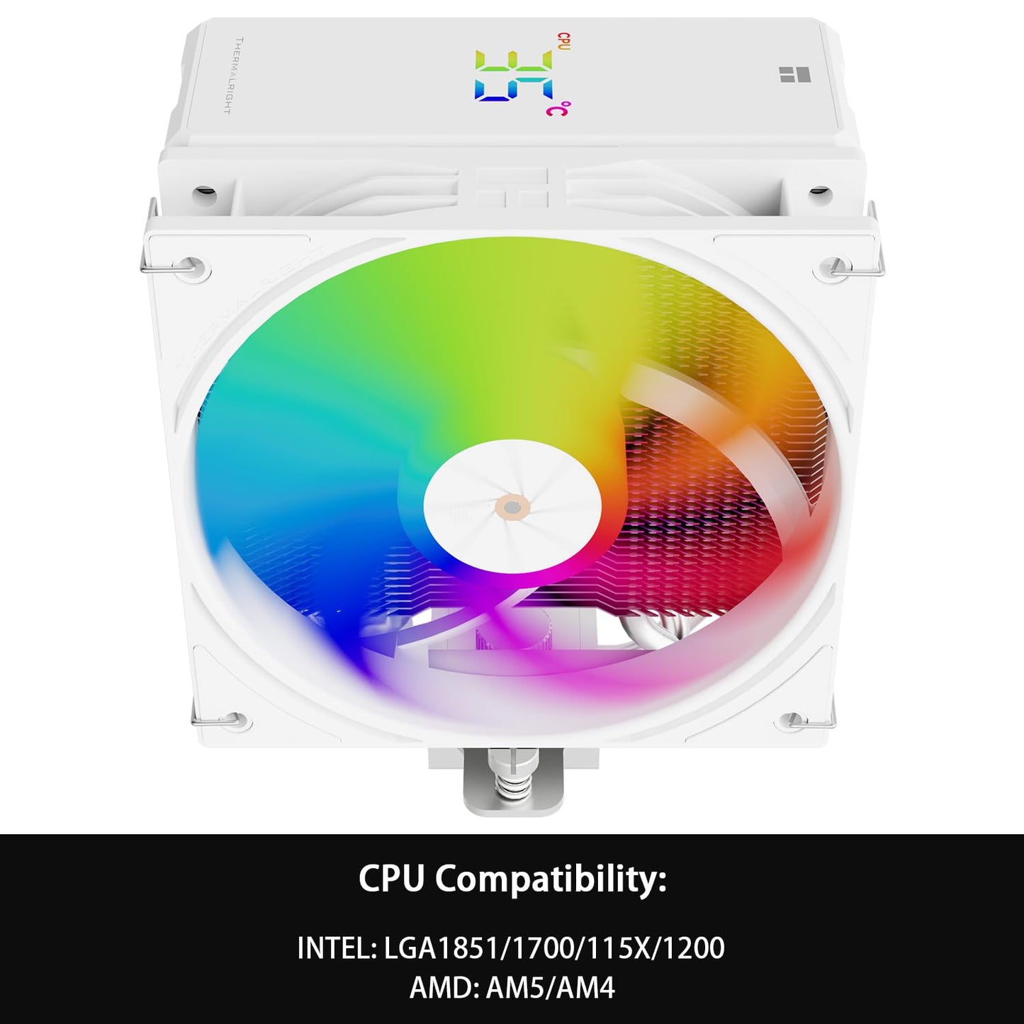 Thermalright Assassin X 120R Digital ARGB White CPU Cooler Air with 4X6mm HeatPipes, Digital Screen Top Cover,PWM Fan Heatsink CPU Cooler,151mm High
