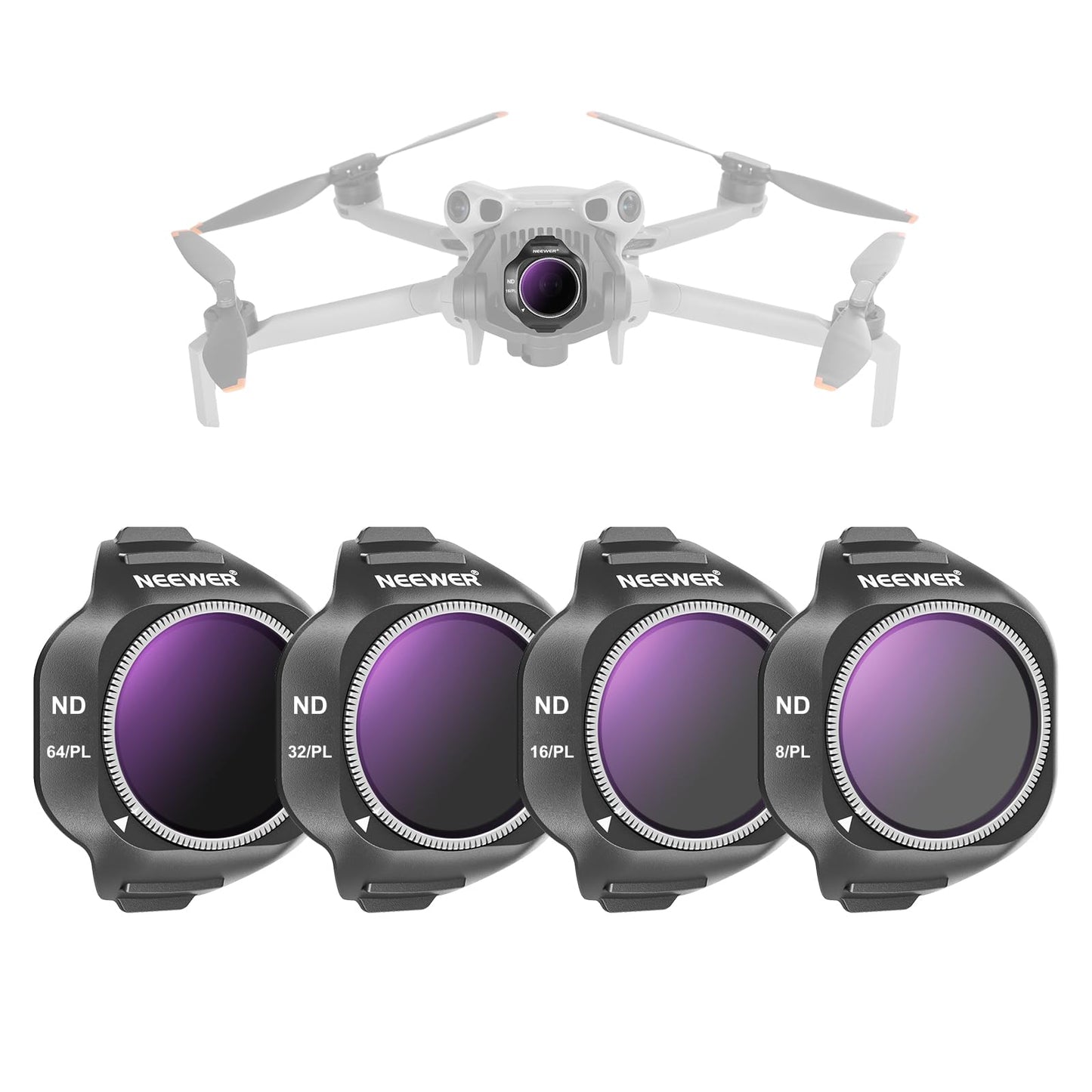 NEEWER ND/PL Filter Set Compatible with DJI Mini 5 Pro Drone Camera (ND8/PL+ND16/PL+ND32/PL+ND64/PL), Snap On Neutral Density Polarized ND Lens Filter