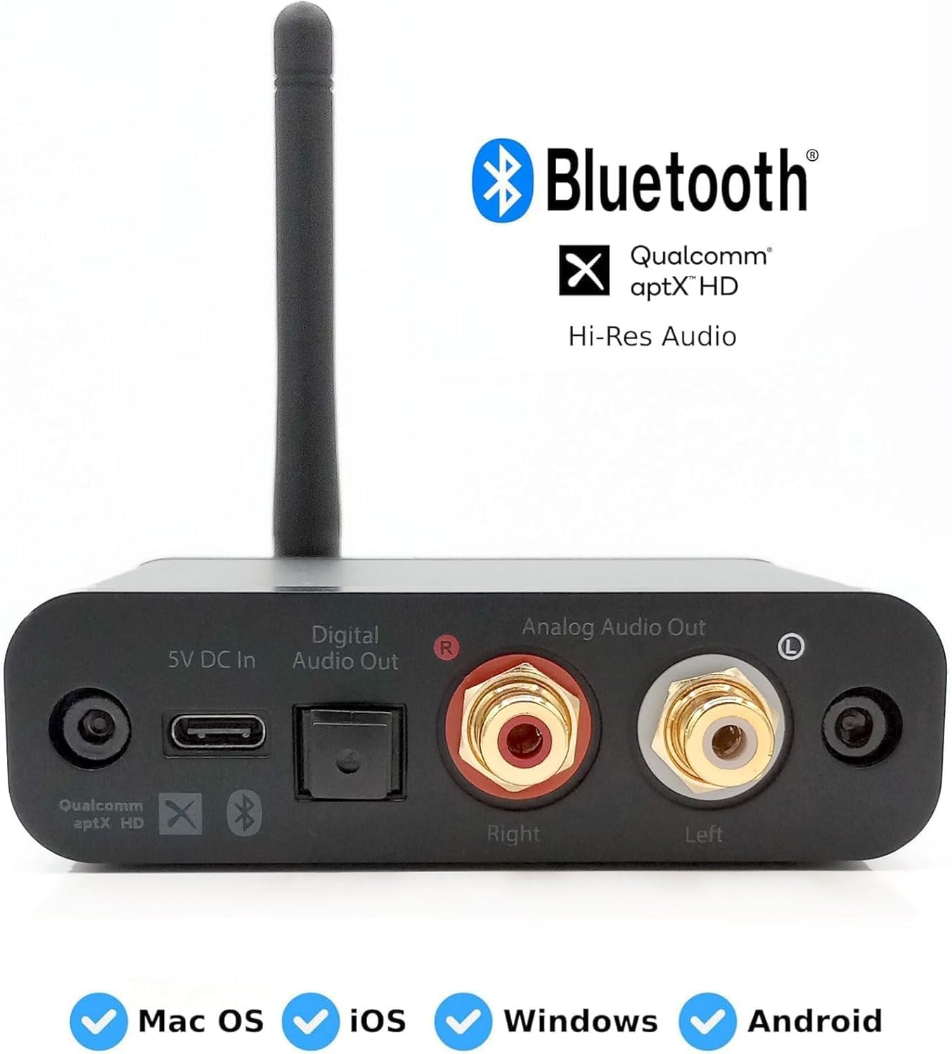 Audioengine 32 Bit Bluetooth Receiver for Home Stereo, Bluetooth 5.3 Adaptive, Optical and RCA Connections, Enhance Your Audio System Wireless