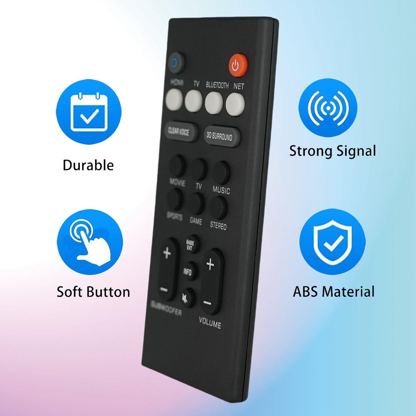 Replacement Remote for Yamaha VCQ9140 Sound Bar Remote Control for YAS-109, YAS-209, ATS-1090, ATS-2090, ATS1080, ATS-1080, YAS1080, YAS-1080, VAF7640