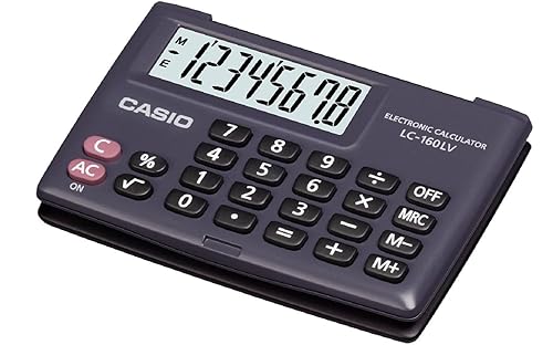 Casio Lc-160lv-bk-w Portable Type Calculator with 8-digit Extra Big Display Cover Folds a Full 360 Degrees