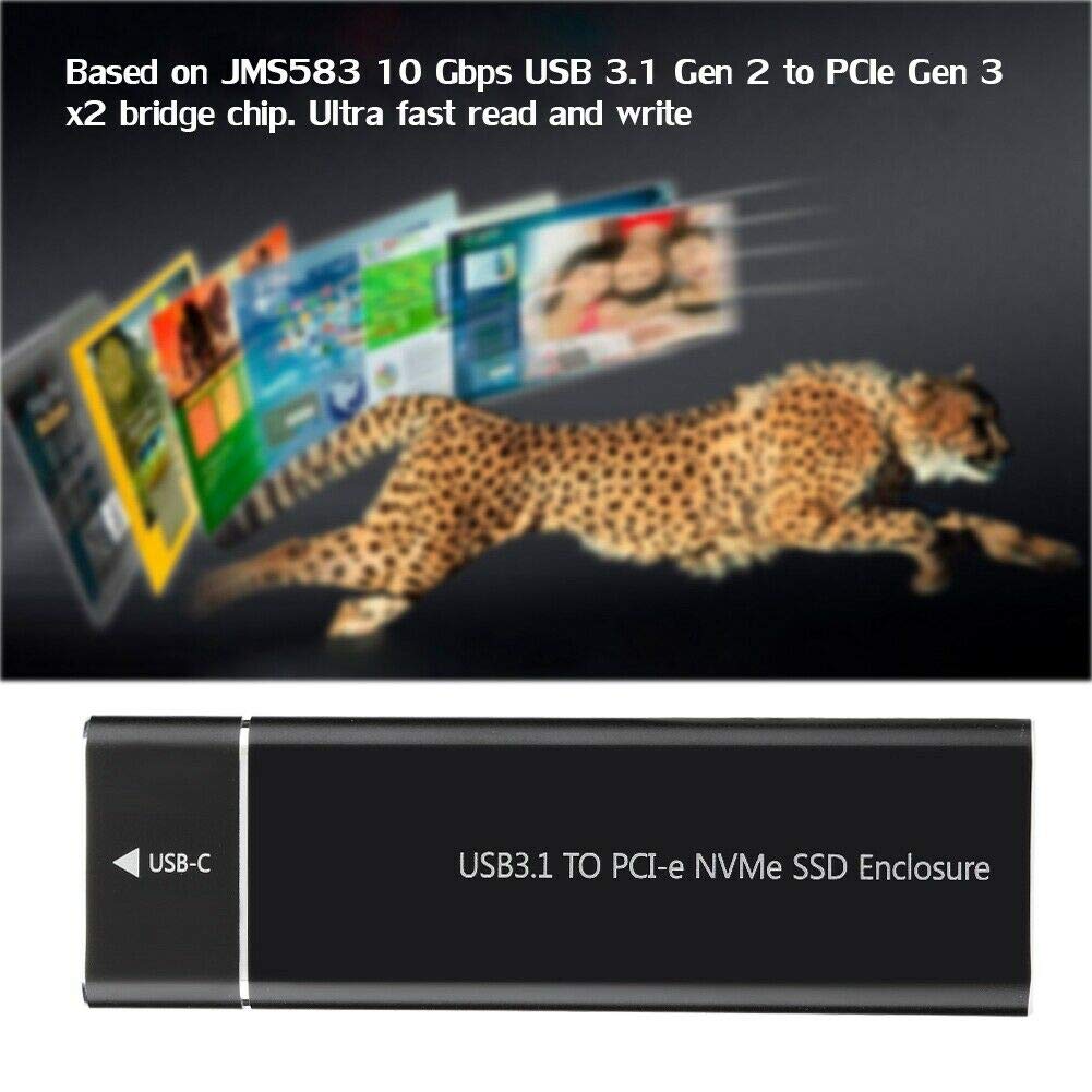 AIHG M.2 NVME to USB-C Gen2 10GBPS Enclosure - M.2 PCI-E SSD Hard Disk External Drive Box - Black
