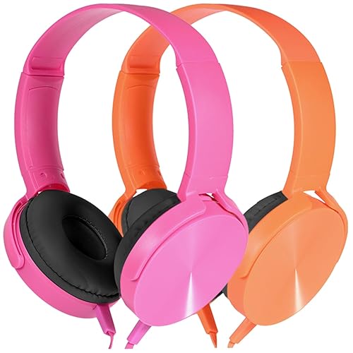 Wensdo Kids Headphones 2 Pack for School Classroom K-12, Durable Wired Student Computer Online Learning Headset for Laptop Library Airplane…