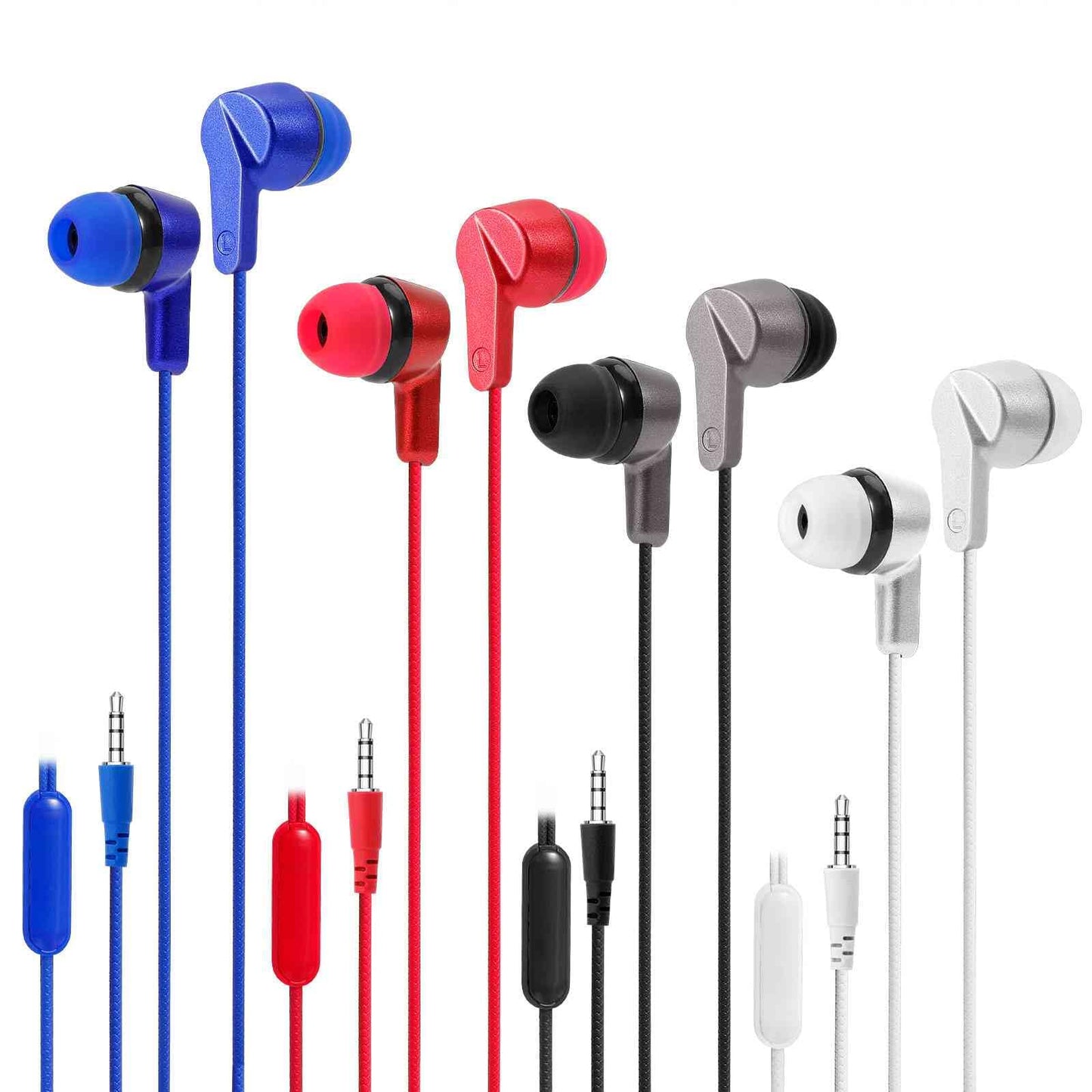 UrbanX Set of 4 R2 Wired in-Ear Headphones with Mic for Motorola Moto E6 with Tangle-Free Cord, Noise Isolating Earphones, Deep Bass, in-Ear Bud…