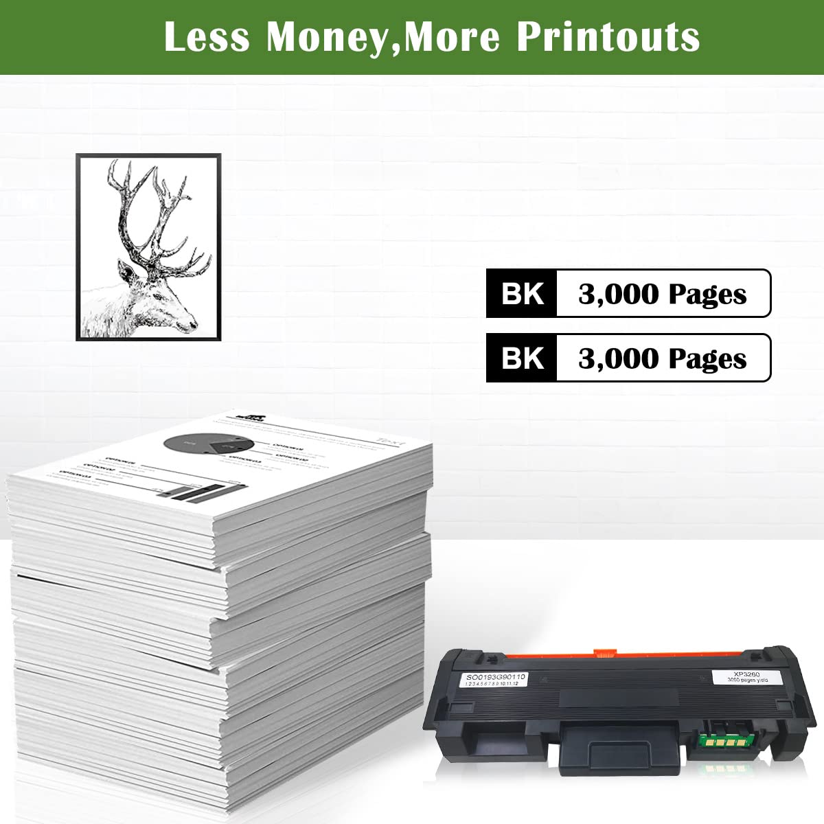 GREENPRINT 2 Black Compatibe Toner Cartridges 3260 3215 3225 3052 High Capacity 3000 Pages 106R02777 for Printers Xerox Phaser 3052 3260 3260DI
