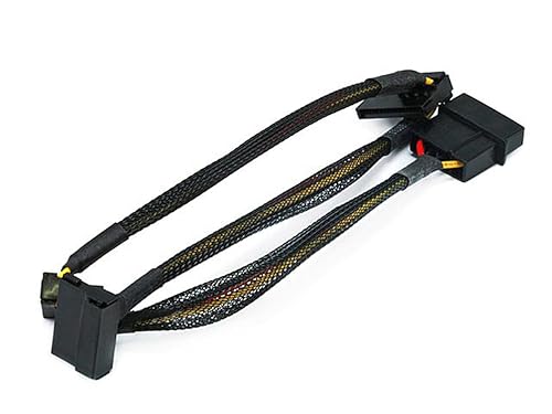 Monoprice 18inch 4pin MOLEX Male to 3x 15pin SATA II Female Power Cable with Net Jacket