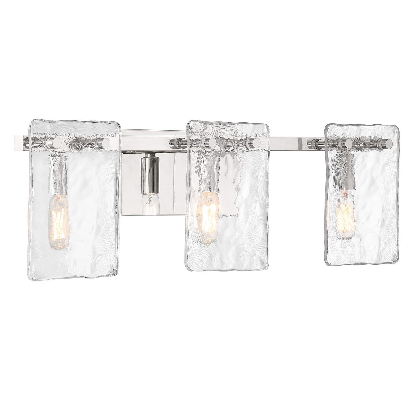 Savoy House 8-8204-3-109 Genry Coastal Farmhouse Handmade Water Glass Bathroom Vanity Wall Light, 3-Light 180 Total Watts, 8" H x 25" W, Polished