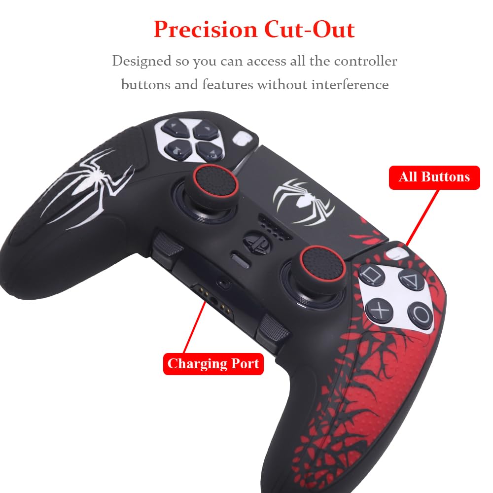 Ivyueen Anti-Slip Silicone Skin for Playstation 5 PS5 Edge Wireless Controller Protective Cover Case & Touch Pad Sticker Thumb Grip Caps for DualSense