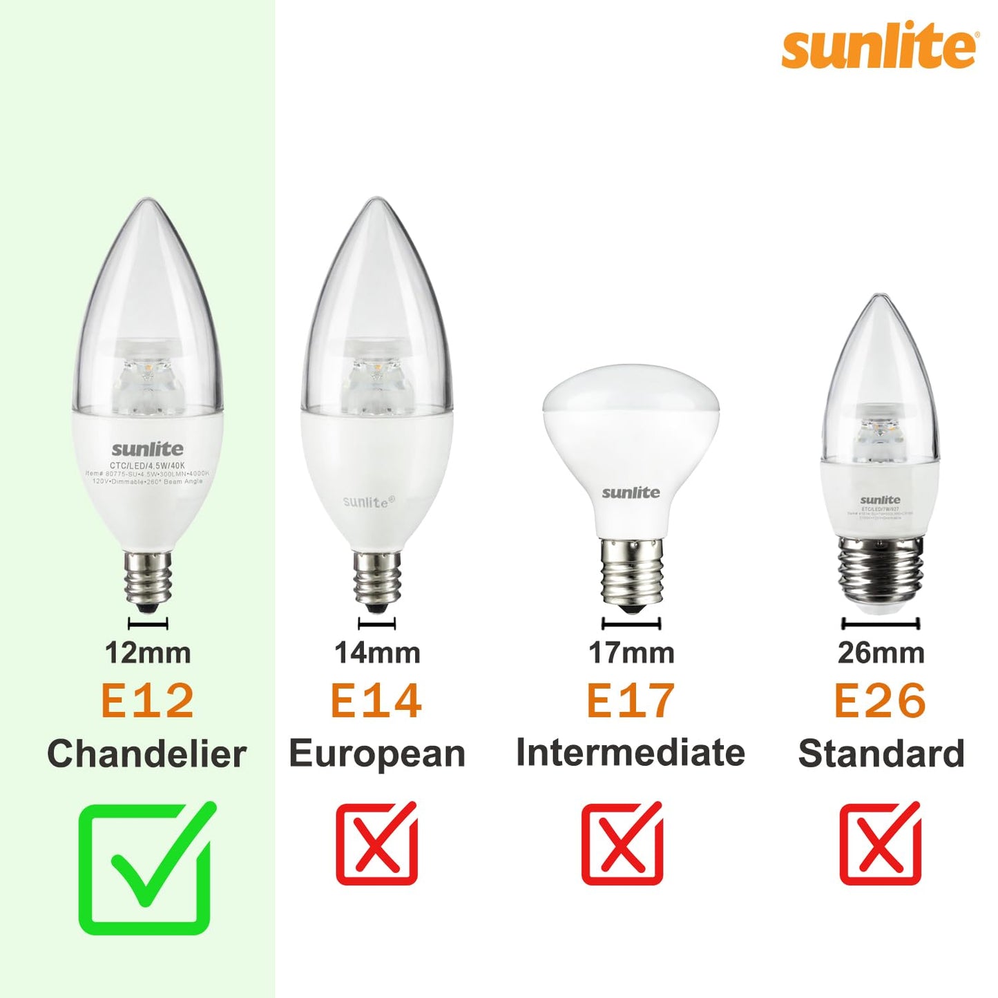 Sunlite 40237 LED Filament T8 Tubular Light Bulb, 2 Watts (25W Equivalent), Candelabra E12 Base, Dimmable, 85 mm, UL Listed, 120 Lumens, 2200K Amber