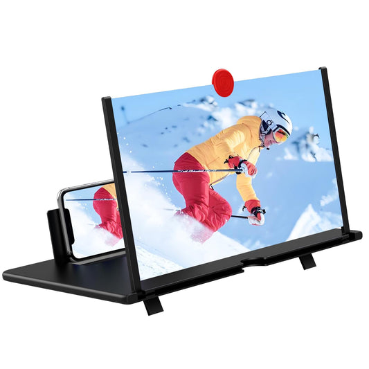 14" Screen Magnifier,3D HD Mobile Phone Magnifier Projector Screen Enlarger for Movies, Videos, and Gaming,Foldable Cell Phone Stand with Screen
