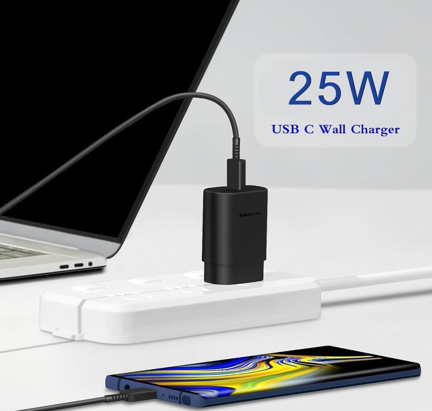 USB C Fast Charger,3 Pack 25W Type C Fast Charger Wall Charger Fast Charging Block with 6ft Cable for Galaxy S24 S23 S22 S21 S20 Ultra S10 S9, Note 20