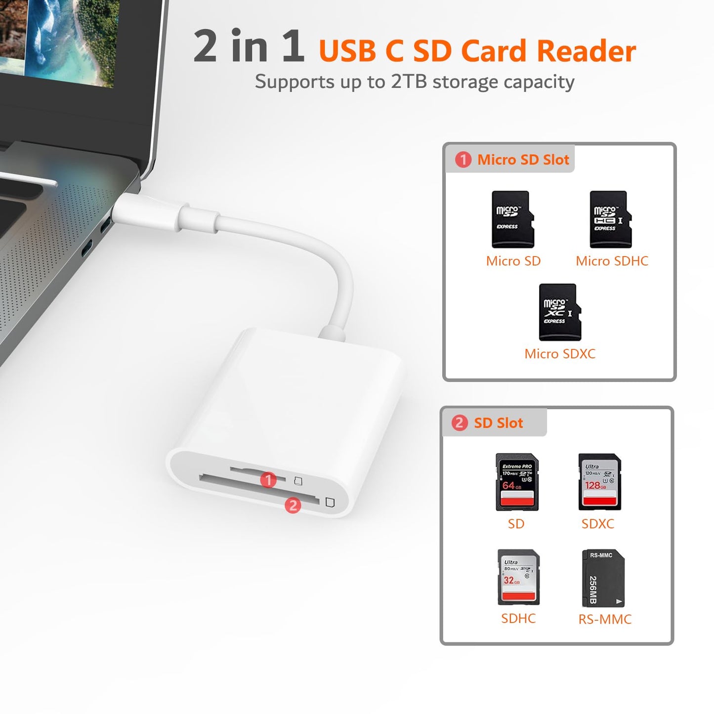 SD Card Reader USB C for iPhone 17/16/15 Series, AIDOUBARA Memory Card Reader with SD and Micro SD Slot, Digital Camera Adapter Compatible with iPad