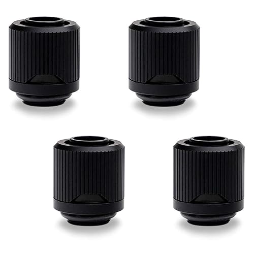 EKWB EK-Quantum Torque STC-10/13 Compression Fitting for Soft Tubing, 10/13mm (3/8" ID, 1/2" OD), Black, 4-Pack
