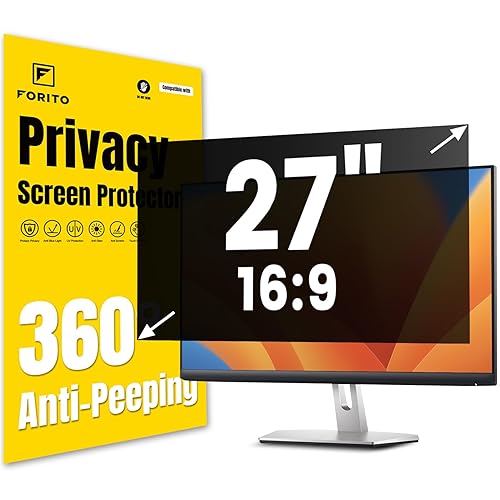 F FORITO 27 Inch 16:9 360°Privacy Screen Protector for Computer Monitor, Removable Eye Protection Anti Blue Light Anti Glare Computer Screen Privacy