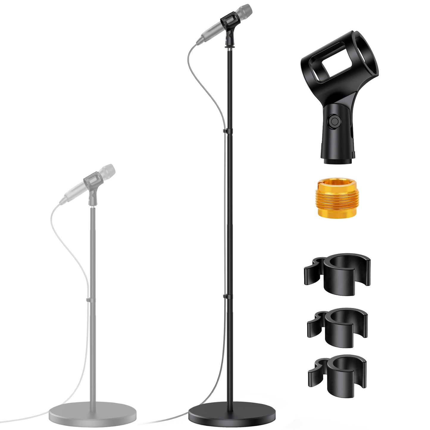 InnoGear Telescopic Mic Stand, Height Adjustable from 22" to 68" Microphone Stand Floor Weighted Base Boom Mic Arm Stand for Blue Yeti HyperX QuadCast