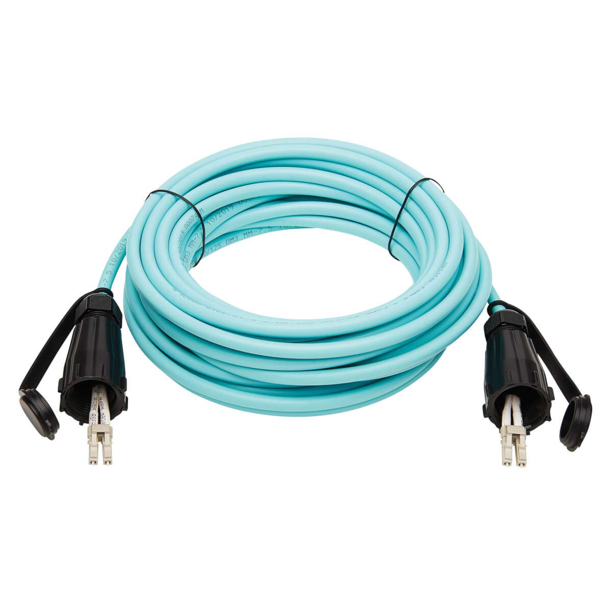 TRIPP LITE 10Gb Fiber Patch Cable, Industrial Duplex Multimode 50/125 OM3 Fiber Optic, LC to LC Fiber Cable, IP68, Aqua, 10 m (32.8 ft) (N820-10M-IND)