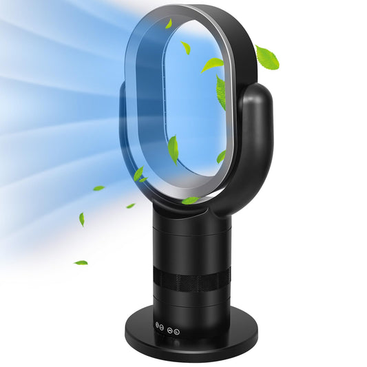 HealSmart Portable Bladeless Tower Fan, 10 Speeds Settings, 10-Hour Timing Closure, Low Noise, Lightweight, 24 Inches, Black