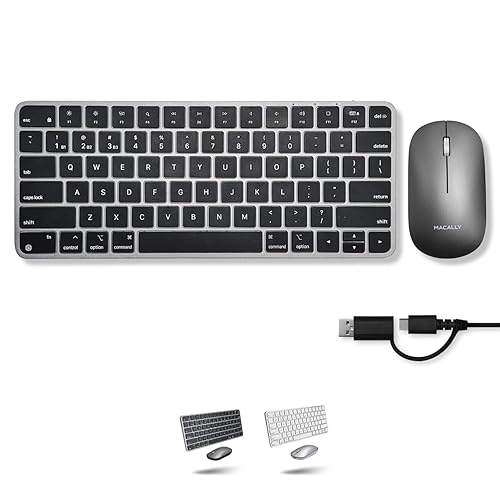 Macally Apple Wireless Keyboard and Mouse for Mac - Dual Mode (Bluetooth + Wired) - Multi-Device, Rechargeable - Mini Wireless Keyboard and Mouse