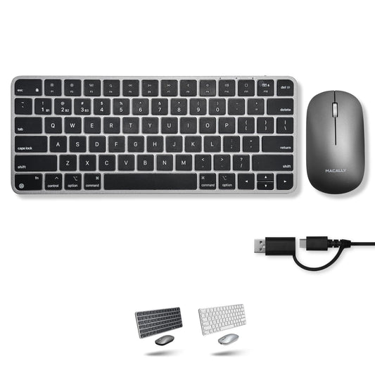 Macally Apple Wireless Keyboard and Mouse for Mac - Dual Mode (Bluetooth + Wired) - Multi-Device, Rechargeable - Mini Wireless Keyboard and Mouse
