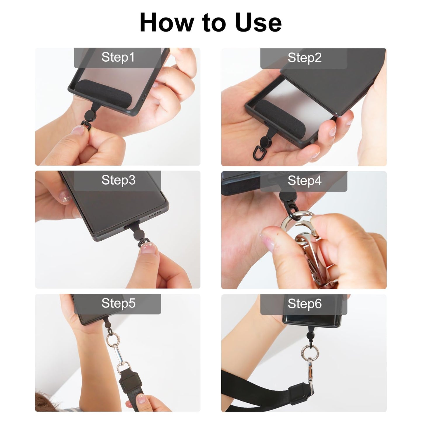 Ecehyon Clip and Go Phone Strap with Wallet, Adjustable Crossbody Phone Lanyard with Detachable RFID Wristlet Wallet, 360 Rotatable Phone Tabs for All