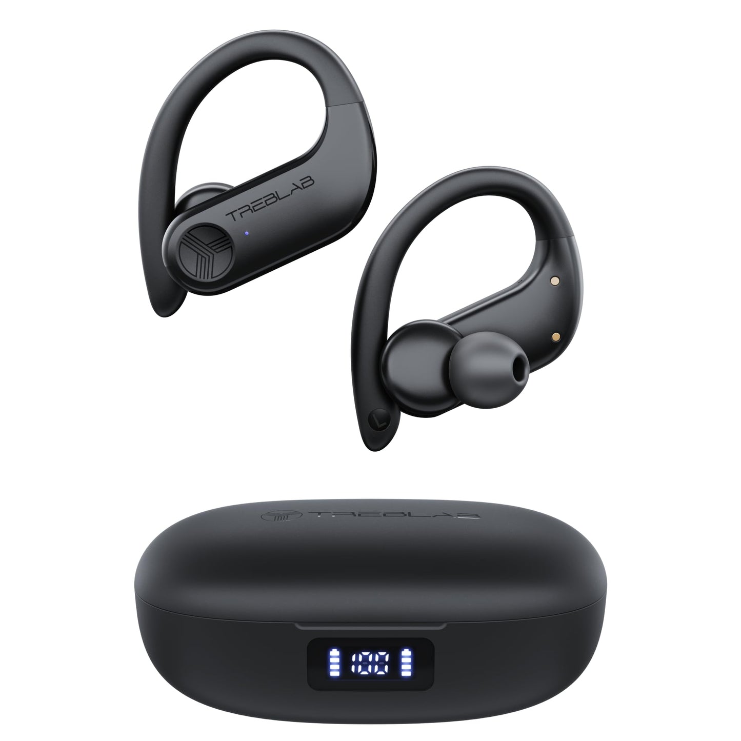 TREBLAB X3 Pro - Sports Wireless Ear Buds Bluetooth - Comfortable Workout Headphones with Secure Ear Hooks, 12H Long Battery Life, IPX5 Sweatproof