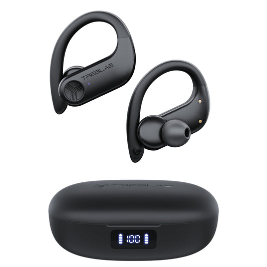 TREBLAB X3 Pro - Sports Wireless Ear Buds Bluetooth - Comfortable Workout Headphones with Secure Ear Hooks, 12H Long Battery Life, IPX5 Sweatproof