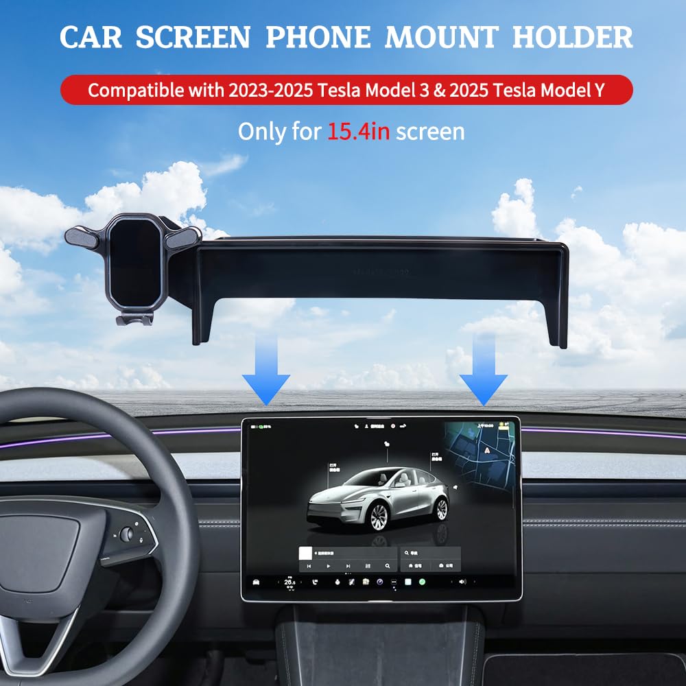 swifeather for Tesla Phone Holder Mount Model 3 2023-2025 Model Y 2025 Accessories Accessory, Car Phone Holder Mount Compatible with Tesla 15.4"
