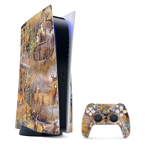 MightySkins Glossy Glitter Gaming Skin for PS5 / PlayStation 5 Bundle - Deer Pattern | Durable High-Gloss Glitter Finish | Easy to Apply and Change