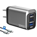 200W USB C Charge Block,3 Port PD 100W GaN Charger,Multi Port Fast Charging Station Hub for Multiple Devices,Compatible