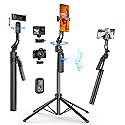 FOURPILLARS 68" Extendable Auto Face Tracking Tripod with Stand, 360° Rotation that Follows Your Movement, Portable Phone Tripod Stand with Remote
