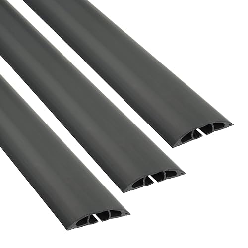 D-Line 6 Foot Floor Cord Cover, Cable Protector Case Pack, CC-1/3PK, Protect Cords and Prevent Trip Hazards, Black (Pack of 3)