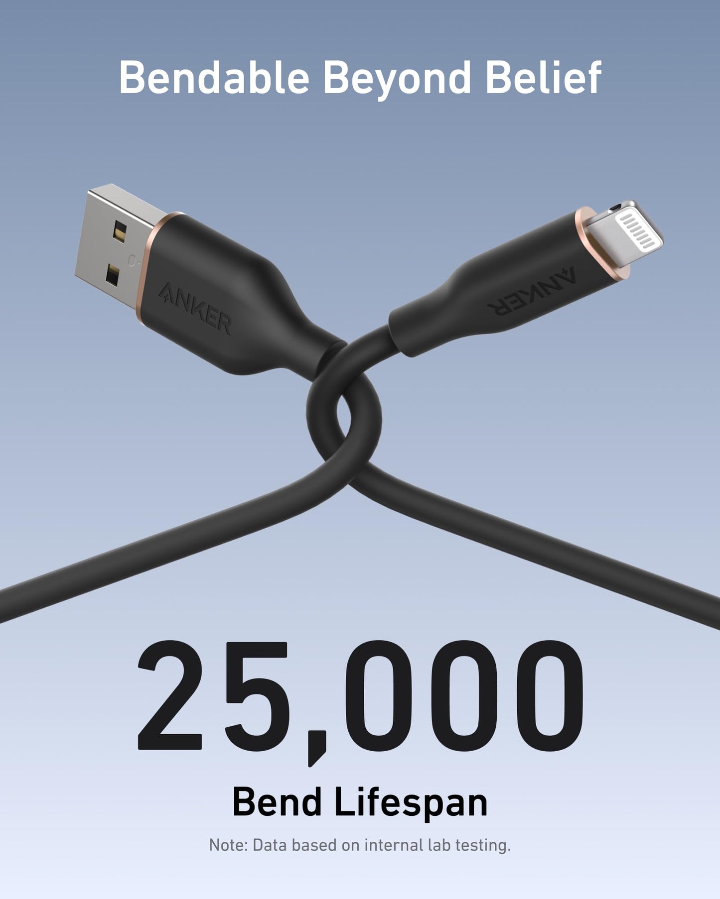 Anker Flow USB A to Lightning Cable, Durable Charging Cord for iPhone 14/13, AirPods, and More (Cord Organizer Included) (3FT, USB 2.0)