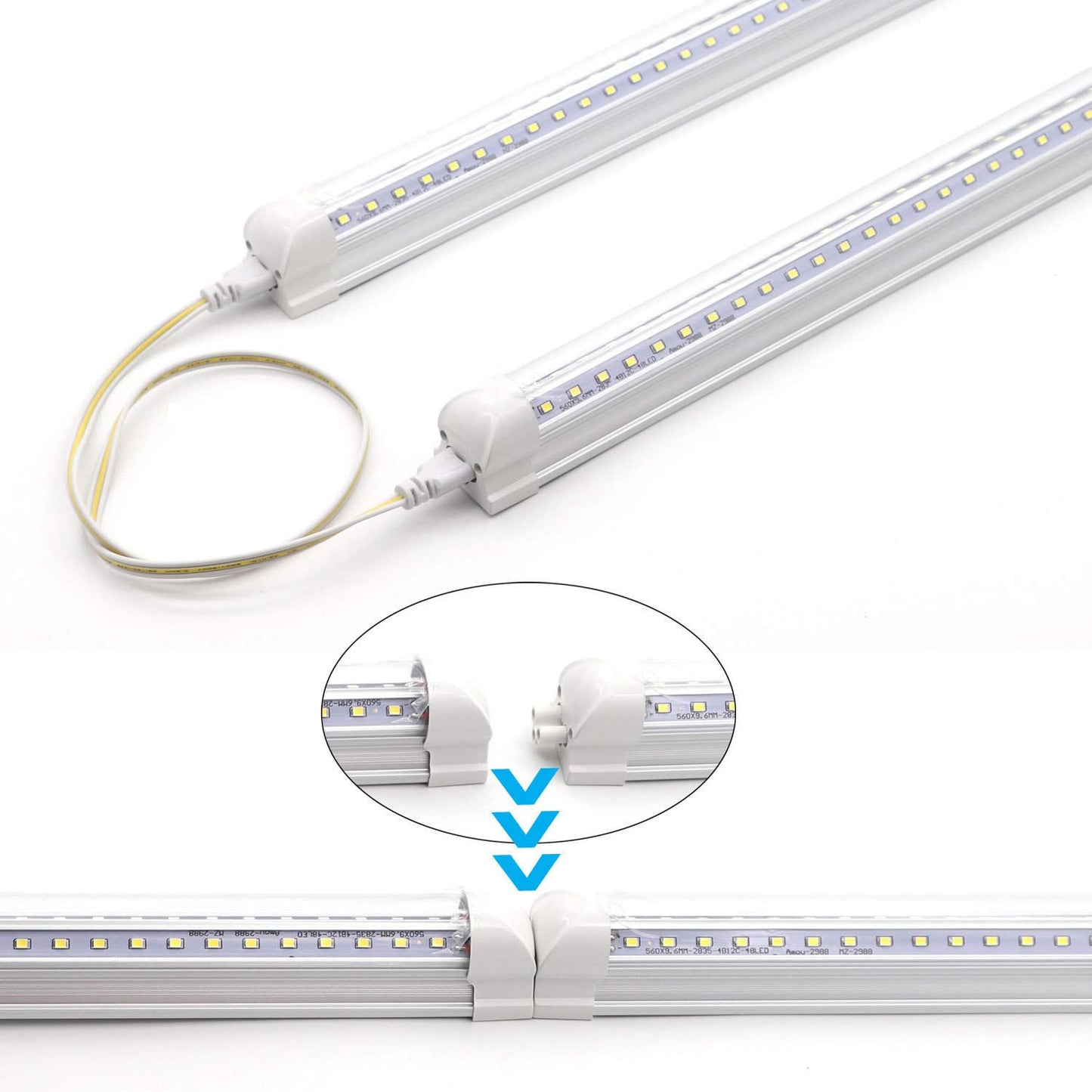 T8 LED Light Fixture 2ft 1680lm 15W Under Cabinet Lighting, 6500k Cool White, Workbench and Utility Shop Lights, Corded Electric with Built-in ON/Off