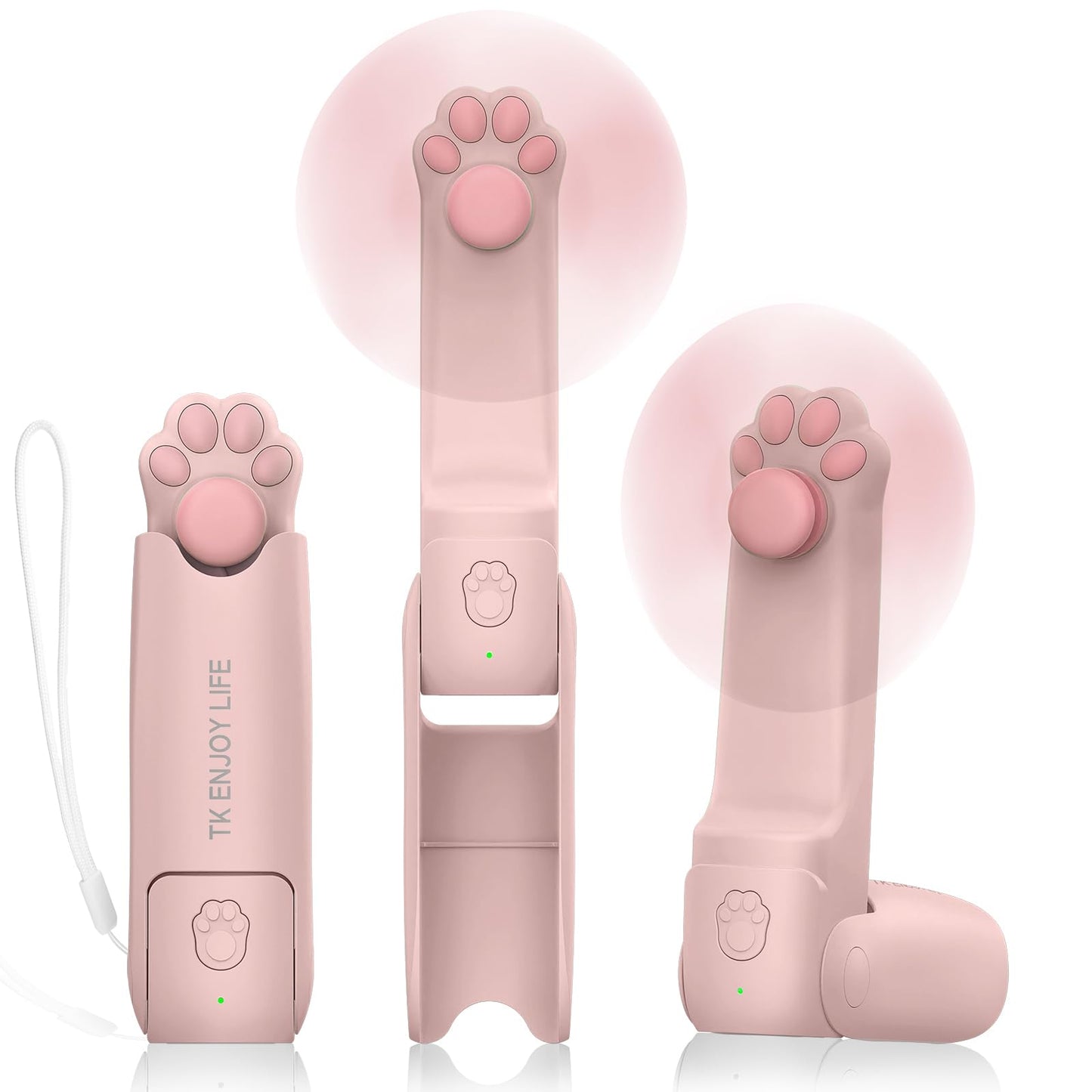 TK ENJOY LIFE Handheld Mini Fan, 2000 mAh USB Rechargeable Foldable Fan with Power Bank, Flash Light for Summer, Travel, Eyelashes, Gifts