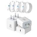 USB C Charger Block, 4 Pack 20W Fast Charge Type-C Adapter, USBC Wall Charger with 4FT/6FT USB C to C Cable for i Phone 17/17 Pro/16/16 Pro/16 Pro