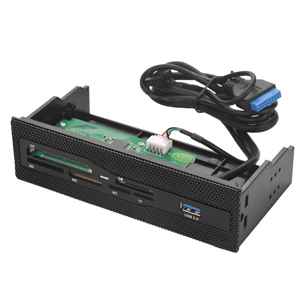 Computer Front Panel USB 2.0 PC Internal Card Reader PC Dashboard Fits 5.25 inch Drive Bay, Support M2, MS, XD, CF, TF Card