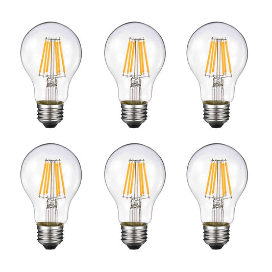 YFXRLIGHT Vintage Edison LED Bulb, Dimmable 6W A19 Antique LED Bulb, 60 Watt Equivalent for Ceiling Fan and Pendant Lighting, E26 Clear Glass Cover