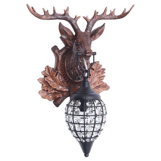 VPABES Indoor Antler Wall Sconce Lighting Fixture, Rustic Deer Wall Light Fixtures Decor for Bedroom Bathroom Hallway Entrance Wildlife Wall Decor