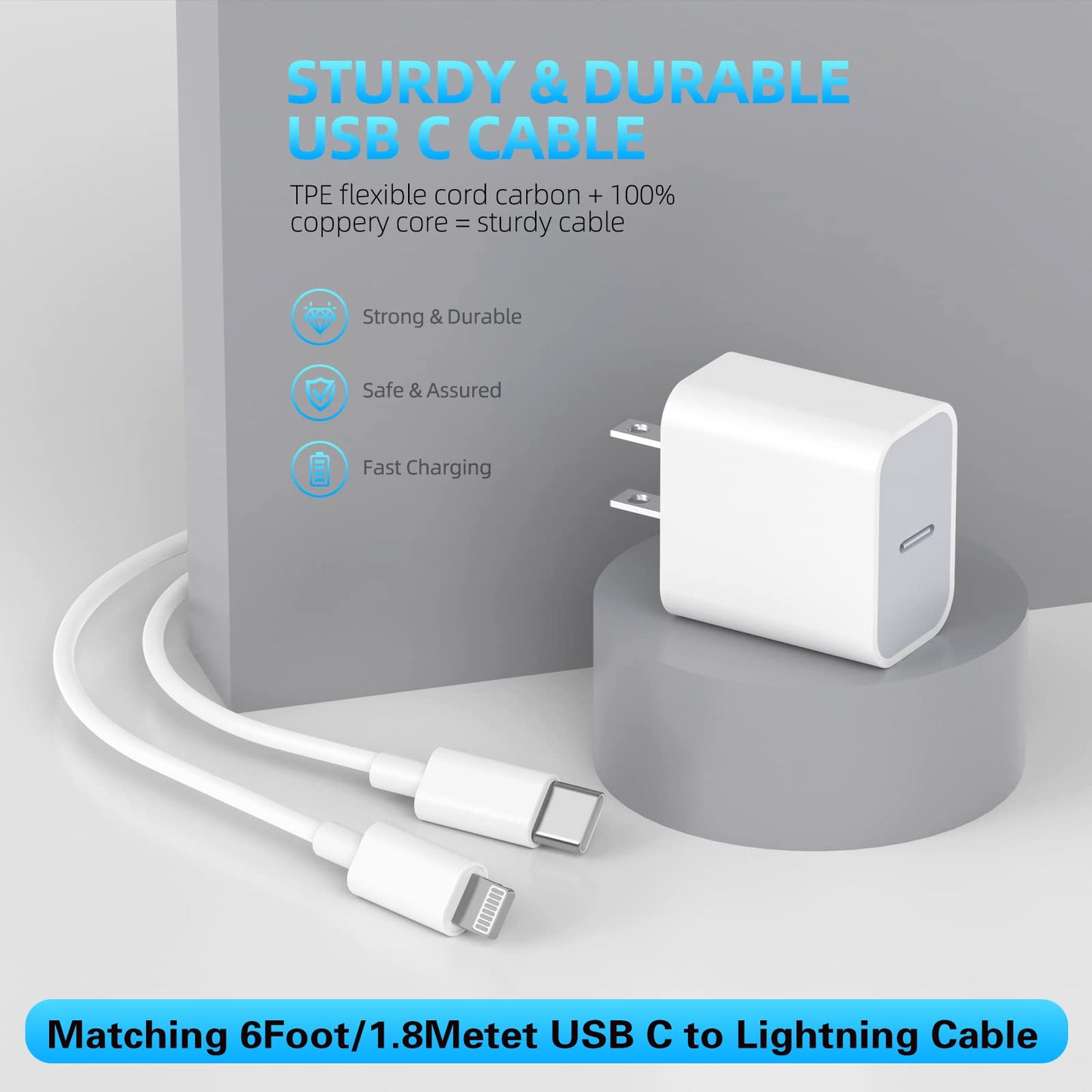 ?Apple MFi Certified?iPhone Charger Fast Charging,3Pack Apple Charger Adapter Super Fast Charger iPhone 6FT USB C to Lightning Cable Cord for iPhone