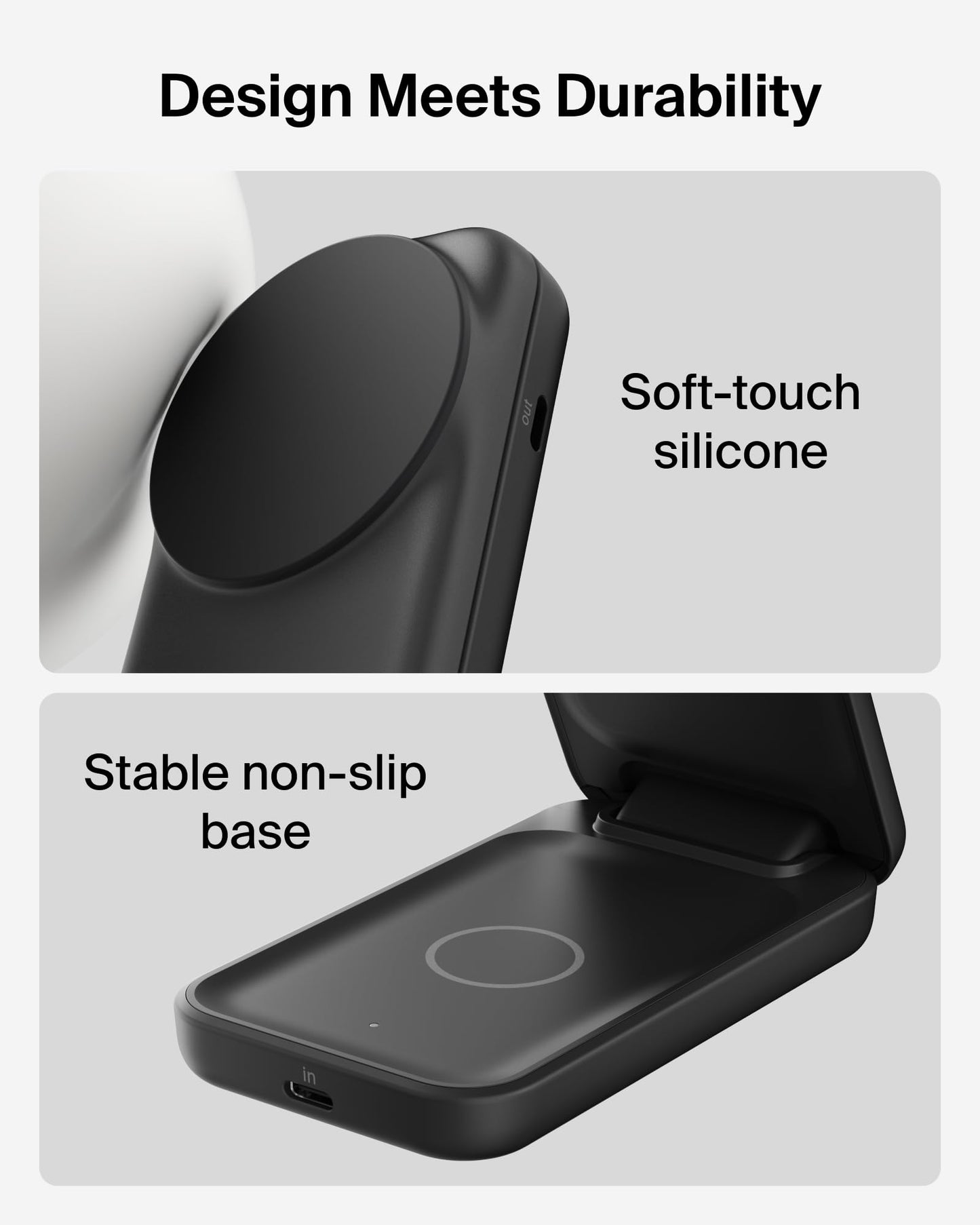 Belkin MagSafe Charger, Compatible 2-in-1 Charging Station, Qi2.2 25W Magnetic Wireless Charger iPhone, Foldable Stand, with 5W USB-C Port, for iPhone
