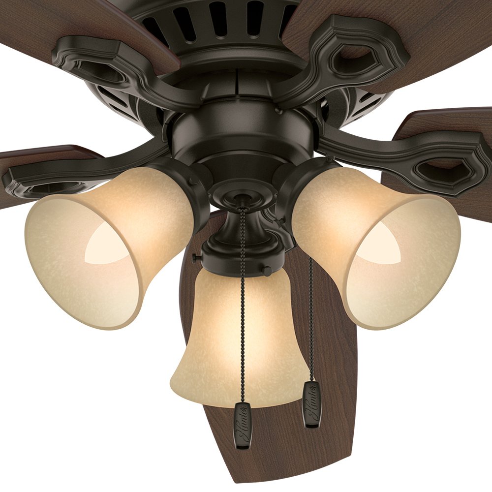 Hunter Fan 52 inch Low Profile Ceiling Fan in New Bronze with Toffee Glass Light Kit, 5 Blade (Renewed)