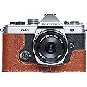 OM-3 Camera Case, BMAOLLONGB Handmade Genuine Real Leather Half Camera Case Bag Cover for Olympus OM-3 OM3 Camera Bottom Opening Version + Hand Strap