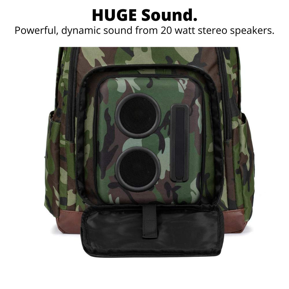 Super Real Bluetooth Speaker Backpack with 20-Watt Speakers & Subwoofer for Parties/Festivals/Beach/. Rechargeable, Works with iPhone & Android